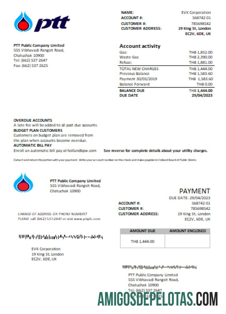 Projeto de lei comercial de serviços públicos de gás PTT SCR modelo